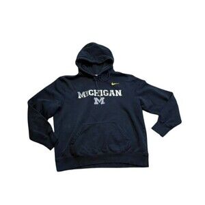 Nike Michigan Wolverines Hoodie Men's Size XL Black Sweatshirt Gray Camo UM
